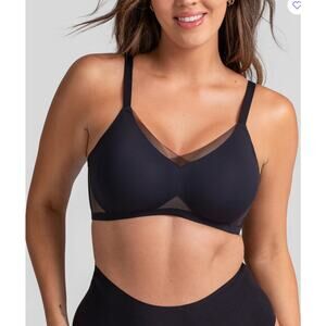 12 Honeylove Runway Black CrossOver Bra Wireless Convertible Size Large 38 B/C